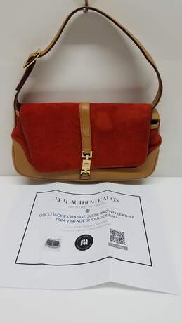 Authenticated Vintage Gucci Jackie Orange Suede Leather Shoulder Bag