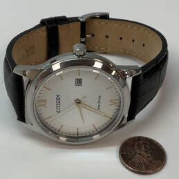 Designer Citizen Eco-Drive Silver-Tone Leather Strap Analog Wristwatch alternative image