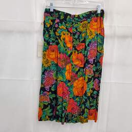Vintage 80s Pleated Skirt Karen Kane Multicolor Floral Print Skirt Women's Size 14 alternative image