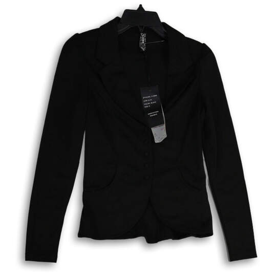 NWT Womens Black Notch Lapel Single Breasted Five Button Blazer Size Small image number 1