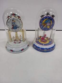 Set of 2 Disney Cinderella/Prince Charming & Eeyore Anniversary Dome Clocks