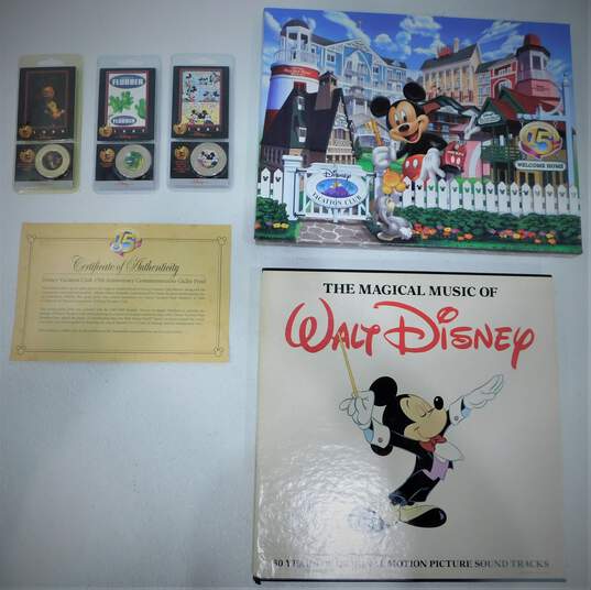 Walt Disney Assorted Lot 50 Years of Sound Tracks Record Set Painting Mickey Decades Coins image number 1