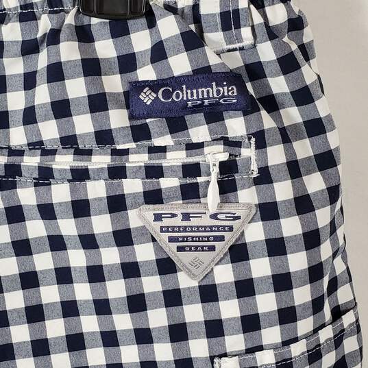 Columbia PFG Men Blue Plaid Shorts L image number 3