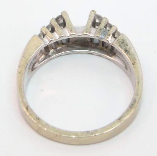 14K White Gold 0.15 CTTW Graduated Diamond Ring Setting- For Repair 4.3g image number 4