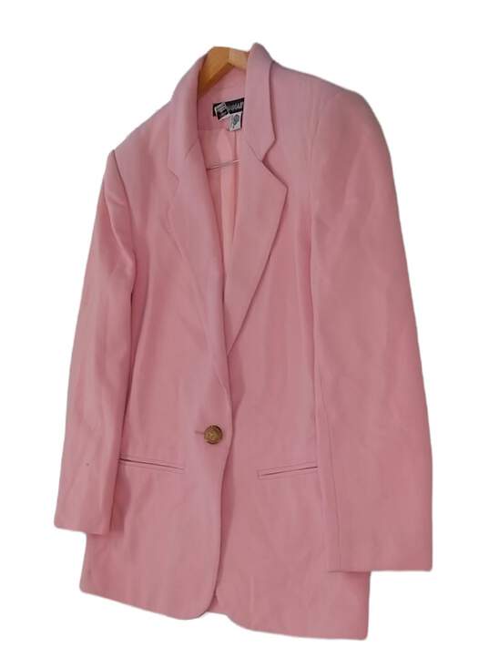 Womens Pink Peak Lapel Pocket One Button Single Breasted Blazer Size 6 image number 2
