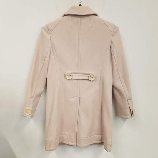 Womens Pink Pockets Long Sleeve Pointed Collar Short Trench Coat Size Small image number 2