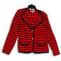 Womens Orange Blue Goodbye Yacht Club Striped Button Front Jacket Size L image number 1