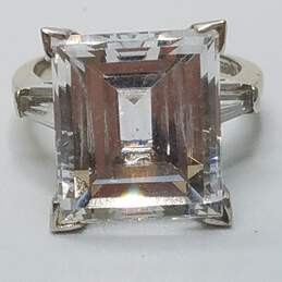 Kimberly 14K White Gold Clear Spinel 1CT. Cushion Solitaire Sz 5.5 Ring 6.6g