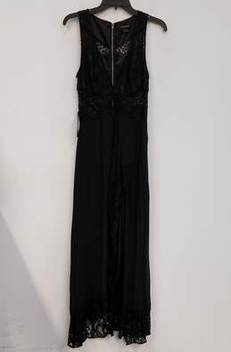 NWT Womens Black Lace V-Neck Sleeveless Back Zip Long Edrianna Gown Size 6