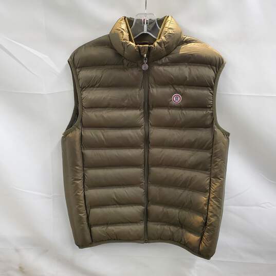 Serge Blanco Olive Green Zip Up Puffer Vest Jacket Size M image number 1