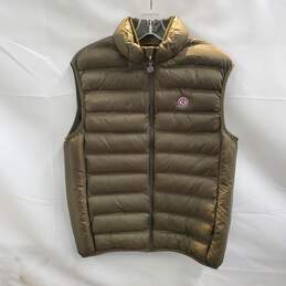 Serge Blanco Olive Green Zip Up Puffer Vest Jacket Size M