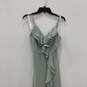 NWT Womens Green V-Neck Ruffle Spaghetti Strap Back Zip Maxi Dress Size 2 image number 3