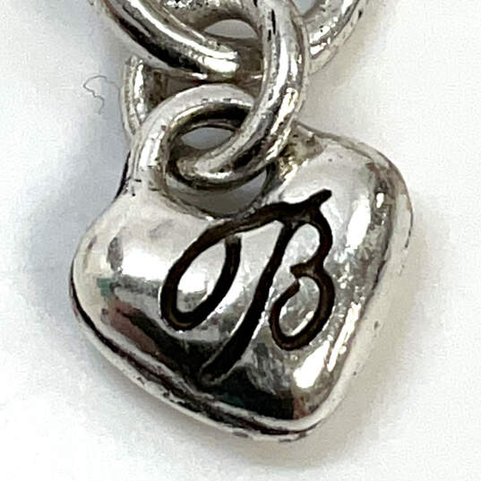 Designer Brighton Silver-Tone Chain Barrel Clasp Rhinestone Charm Bracelet image number 4