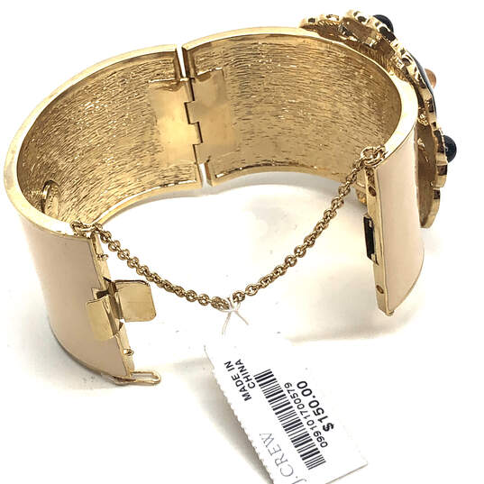NWT Designer J. Crew Gold-Tone Rhinestone Hinged Cuffed Bracelet With Box image number 4