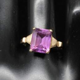 Vintage 10K Yellow Gold Purple Sapphire Ring Size 7.5 - 3.0g