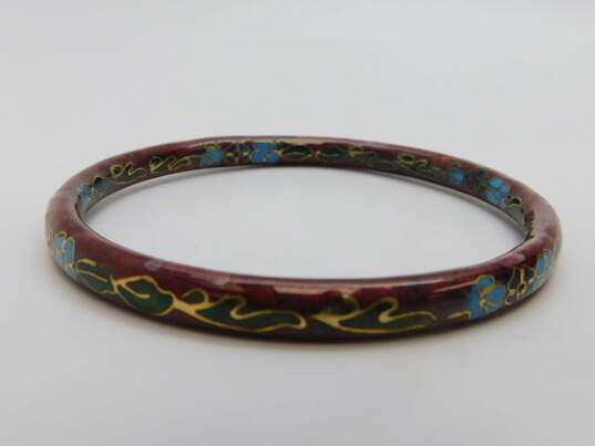 Vintage Chinese Cloisonné Enamel Bangle Bracelets 104.1g image number 3