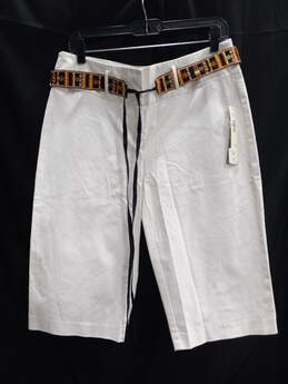 Women's DKNYC White Belted Shorts Sz 8 NWT