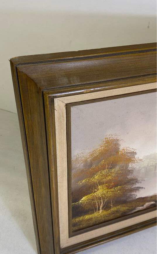 Autumn Birch Trees on the Lake Oil on canvas by C. Liong Signed. Matted & Framed image number 3