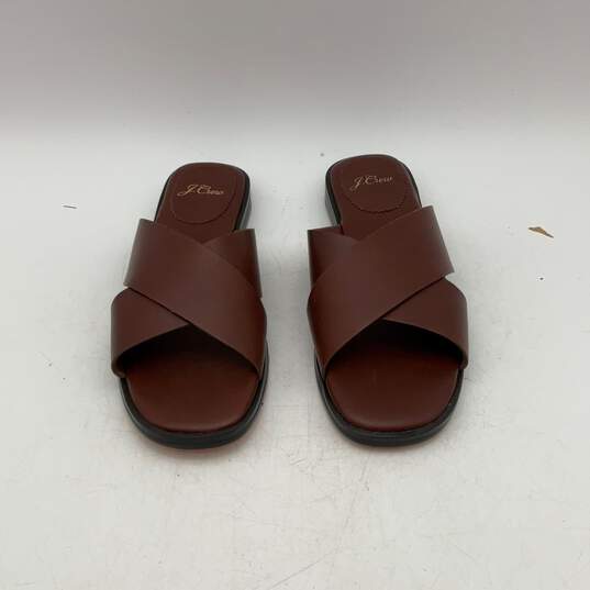 J. Crew Womens Brown Leather Open Toe Cross-Strap Slip-On Sandals Size 6 image number 3