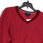 NWT Mens Pink Tight-Knit Geometric Long Sleeve V-Neck Pullover Sweater Sz M image number 3