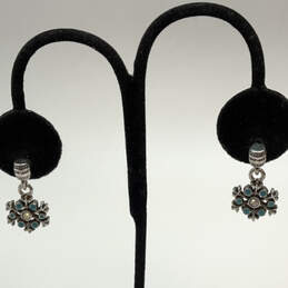 Designer Brighton Silver-Tone Blue Stone Snowflake Classic Drop Earrings