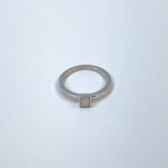 Designer Kendra Scott Silver-Stone White Opal Stone Band Ring image number 2