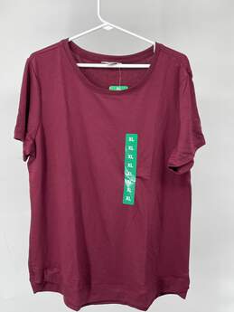 Womens Wine Short Sleeve Round Neck Sport T-Shirt Size XL T-0528908-F