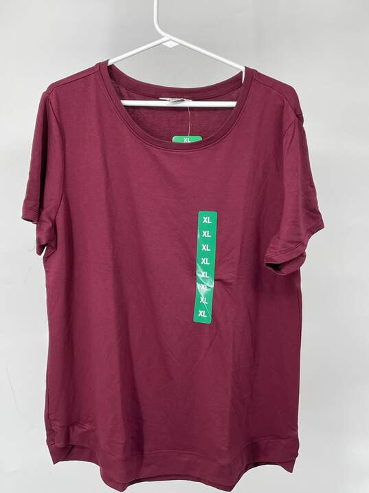 Womens Wine Short Sleeve Round Neck Sport T-Shirt Size XL T-0528908-F image number 1