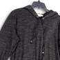 Womens Black Heather Long Sleeve Drawstring Hooded Sweater Dress Size L image number 3