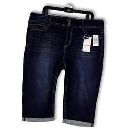 NWT Womens Blue Denim Stretch Pockets Rolled Cuff Bermuda Shorts Size 18