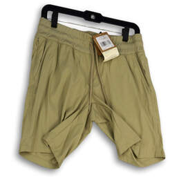 NWT Womens Beige Flat Front Elastic Waist Pockets Bermuda Shorts Size M