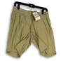 NWT Womens Beige Flat Front Elastic Waist Pockets Bermuda Shorts Size M image number 1