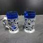Pair of Japanese Cobalt Blue Glass With Silver Tone Tankard Goblets image number 3