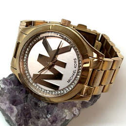 Designer Michael Kors Runway MK-3549 Gold-Tone Round Dial Analog Wristwatch