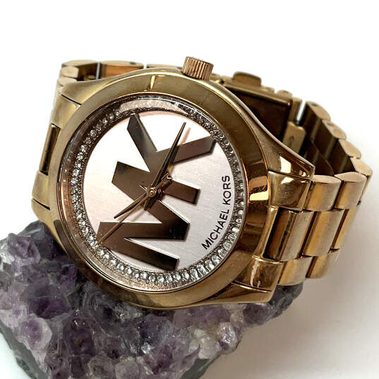 Designer Michael Kors Runway MK-3549 Gold-Tone Round Dial Analog Wristwatch image number 1