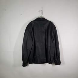 Mens Leather Long Sleeve Front Pockets Full-Zip Motorcycle Jacket Size XL alternative image