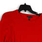 Womens Red Round Neck Long Sleeve Knitted Pullover Sweater Size Small image number 3