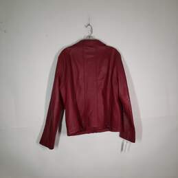Womens Leather Mid-Length Collared Long Sleeve Full-Zip Jacket Size Large alternative image