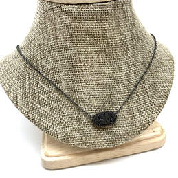 Designer Kendra Scott Black Drusy Stone Link Chain Pendant Necklace