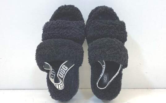 UGG Shearling Fluffita Slingback Sandals Black 9 image number 6