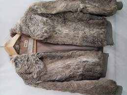 Hong Kong Grey Zip Up Rabbit Fur Coat WM M