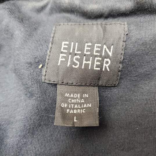 Eileen Fisher Cotton Nylon Blend Full Zip Black Jacket Women's LG image number 4