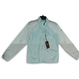 NWT Womens Blue Long Sleeve Mock Neck Full-Zip Windbreaker Jacket Size M