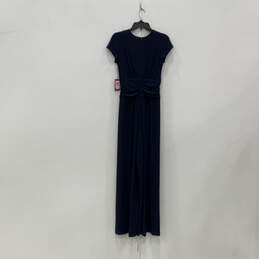 NWT Womens Blue Cap Sleeve V-Neck Twisted Back Zip Maxi Dress Size M