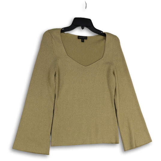 Womens Gold V-Neck Long Sleeve V-Neck Pullover Blouse Top Size Medium image number 1