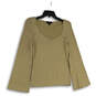Womens Gold V-Neck Long Sleeve V-Neck Pullover Blouse Top Size Medium image number 1
