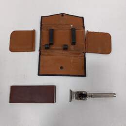 Vintage National Sharpener Brand Razor Kit w/ Leather Case