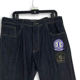Mens Blue Denim Flat Front 5-Pocket Design Straight Leg Jeans Size 38