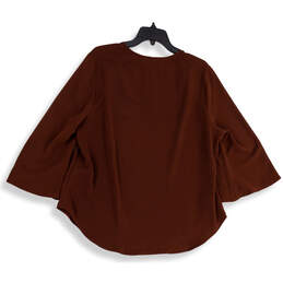 NWT Womens Brown V-Neck Kimono Sleeve Pullover Blouse Top Size 1X alternative image