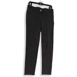 Womens Black Polka Dot Flat Front Pockets Stretch Ankle Pants Size 6